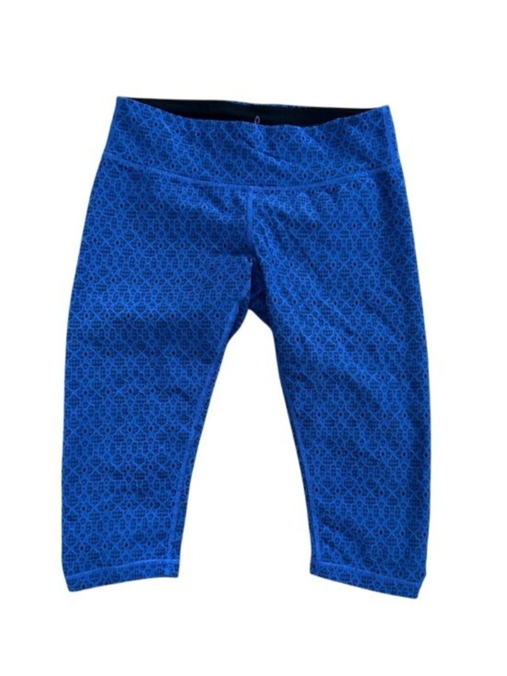 Prana Blue Patterned Active Capris Leggings Sz Small Gym Yoga Athletic